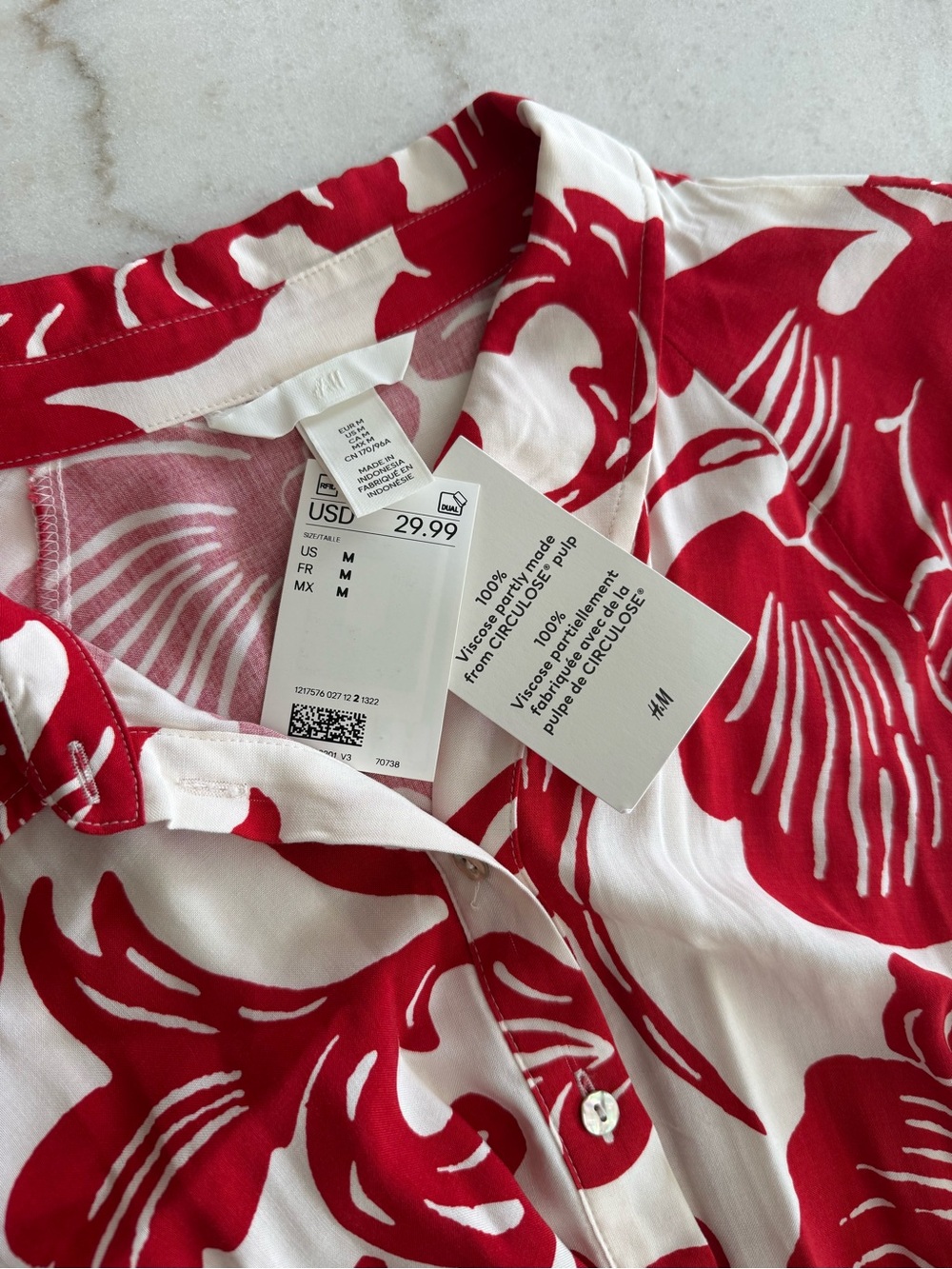 Red and White Floral Button-Front Maxi Dress with Tie Waist - Picture 5 of 7